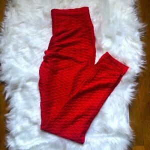 RED HIGH WAIST SCRUNCHED BUTT LIFTING LEGGINGS,ANTI CELLULITE-GREAT FIT!